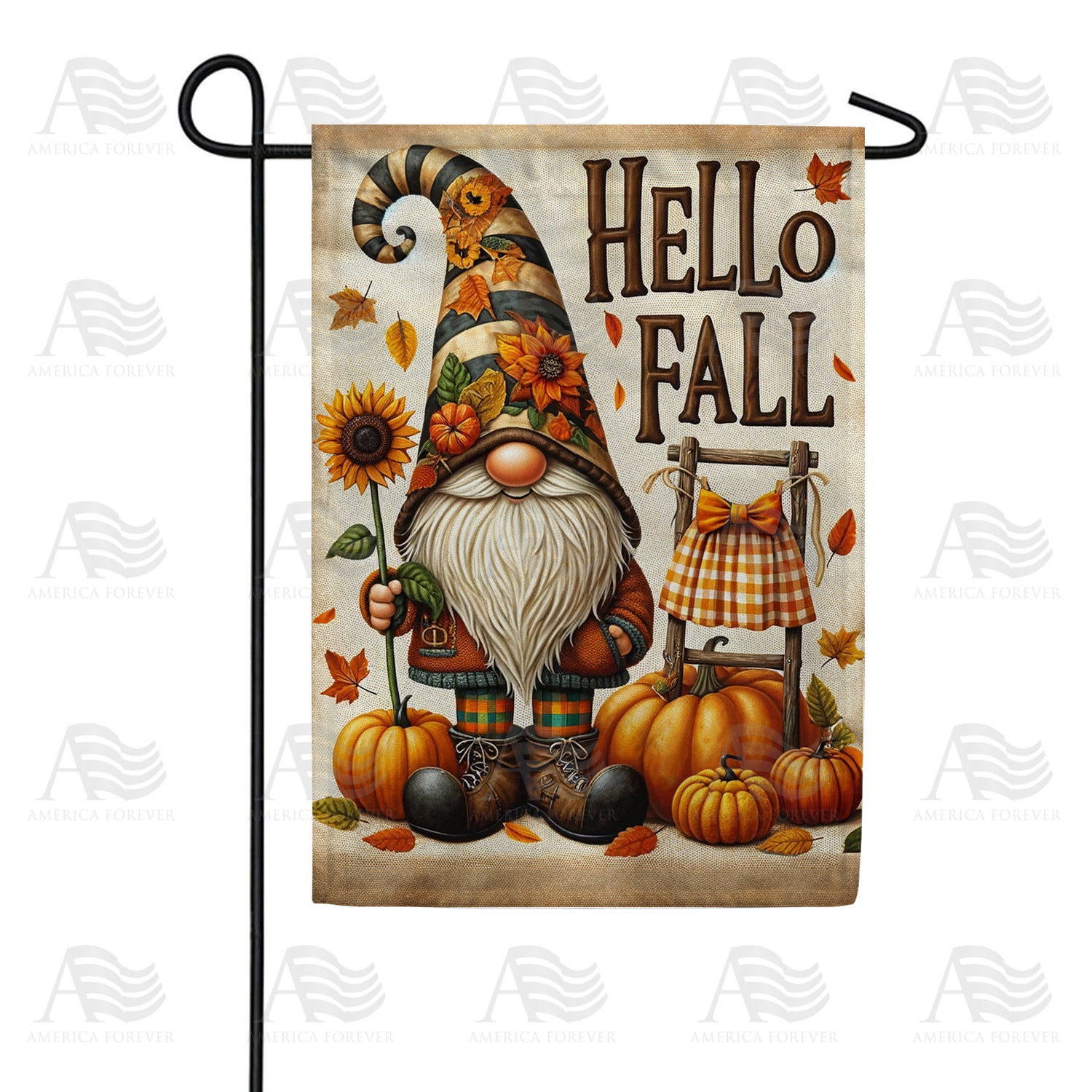 Hello Fall Gnome Double Sided Garden Flag