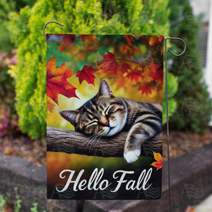 America Forever Hello Fall Kitty Double Sided Garden Flag