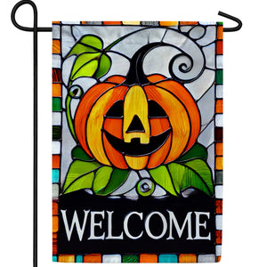 Stained Glass Pumpkin Double Sided Garden Flag