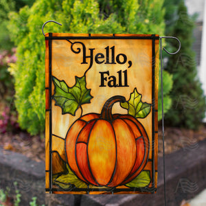 Hello Fall Pumpkin Double Sided Garden Flag