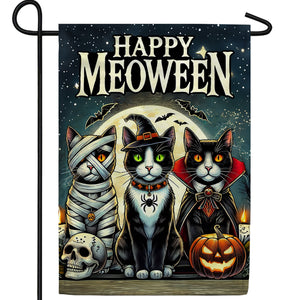 Happy Meoween Double Sided Garden Flag