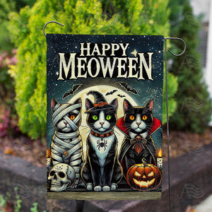 Happy Meoween Double Sided Garden Flag
