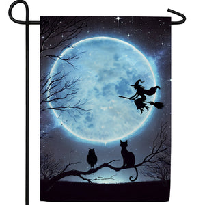 Witch and Cats Halloween Double Sided Garden Flag