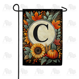 Sunflower Pumpkin Monogram Double Sided Garden Flag 12.5" x 18"