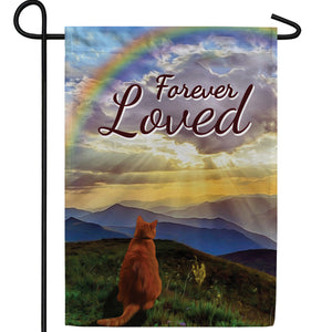 Cat Crossed Over Rainbow Bridge Double Sided Garden Flag