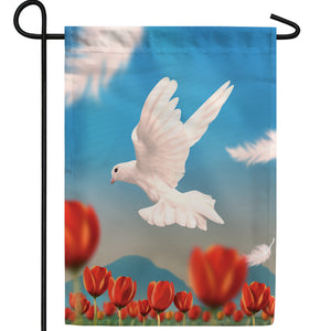 On The Wings Of A Snow White Dove Double Sided Garden Flag