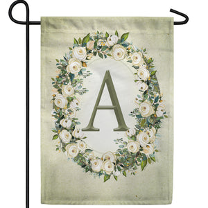 Sage Floral Monogram Garden Flag