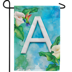 Hummingbird At Lily Monogram Double Sided Garden Flag