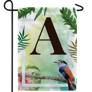 Tropical Bird Monogram Double Sided Garden Flag