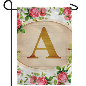 Country Roses Monogram Double Sided Garden Flag