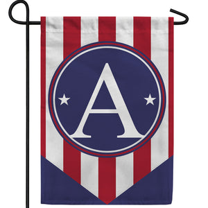 Red, White And Blue Emblem Monogram Double Sided Garden Flag