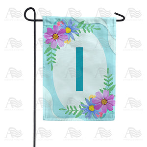 Cosmos On Blue Wood Monogram Double Sided Garden Flag