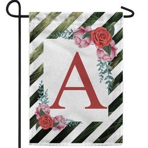 White Lattice Monogram Double Sided Garden Flag