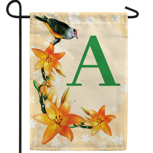 Orange Lilies Monogram Double Sided Garden Flag