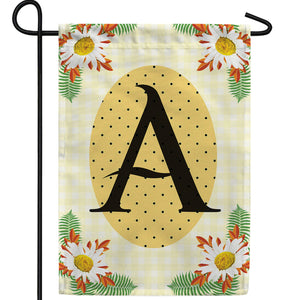 Yellow Gingham Daisies Monogram Double Sided Garden Flag