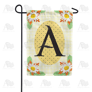 Yellow Gingham Daisies Monogram Double Sided Garden Flag