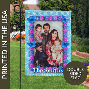 Personalized Blue And Purple Hydrangea Garden Flag