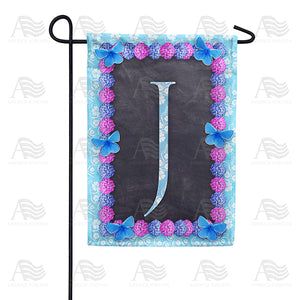 Blue And Purple Hydrangea Monogram Double Sided Garden Flag