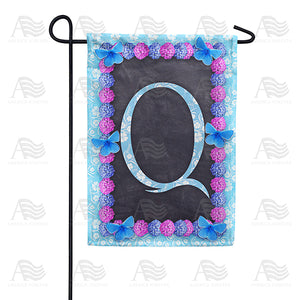 Blue And Purple Hydrangea Monogram Double Sided Garden Flag