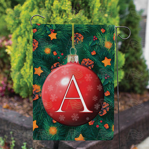 Christmas Ball Monogram Double Sided Garden Flag