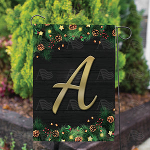 Pine Cones And Stars Monogram Double Sided Garden Flag