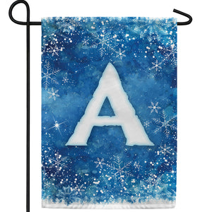Icy Snowflakes Monogram Double Sided Garden Flag