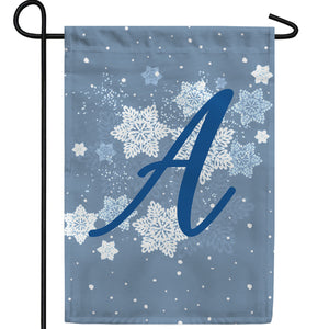 Blue Winter Monogram Double Sided Garden Flag