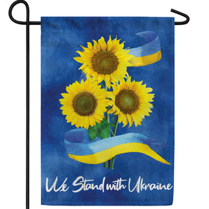 Ukraine Sunflowers and Ribbon Double Sided Garden Flag