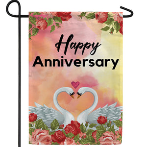 Anniversary Swans Double Sided Garden Flag