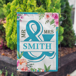 Personalized Mr & Mrs- Cornflower Blue Garden Flag