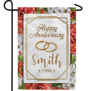 Personalized Anniversary Rings Garden Flag