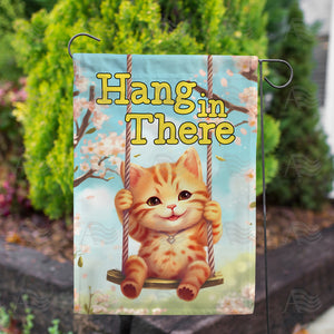 Hang In There Kitty Double Sided Garden Flag
