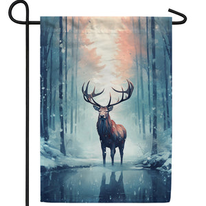 Winter Elk Double Sided Garden Flag