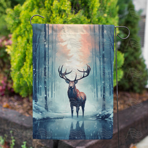 Winter Elk Double Sided Garden Flag