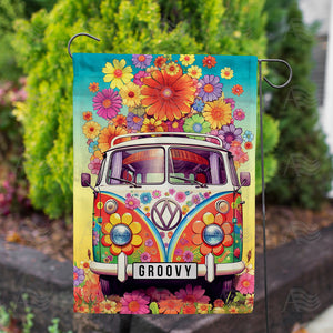 Hippie Van Double Sided Garden Flag