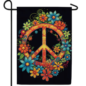 Blooming Peace Sign Double Sided Garden Flag