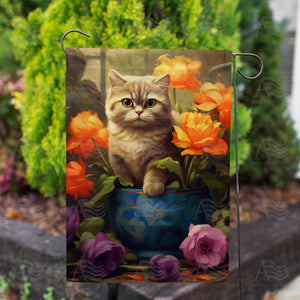 Potted Kitty Double Sided Garden Flag