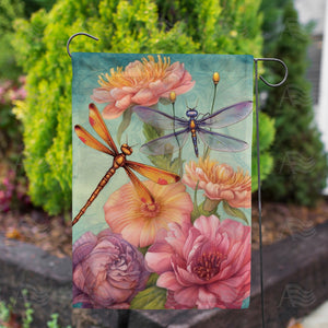Colorful Dragonflies Double Sided Garden Flag