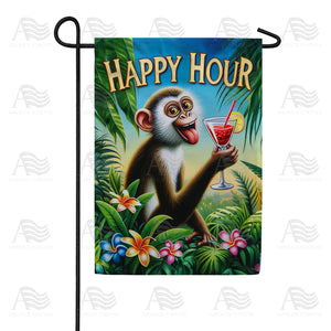 Happy Hour Monkey Double Sided Garden Flag