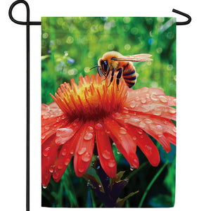 Rainy Day Bee Double Sided Garden Flag