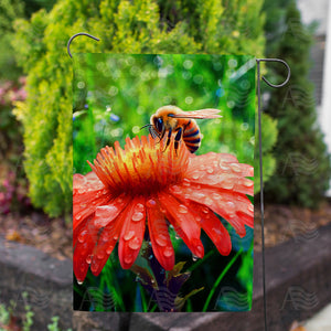 Rainy Day Bee Double Sided Garden Flag
