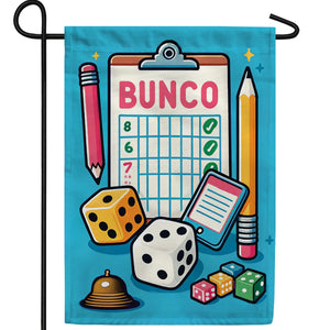 Classic Bunco Scorecard and Dice Double Sided Garden Flag