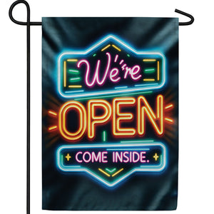 Neon Lights Open Sign Double Sided Garden Flag