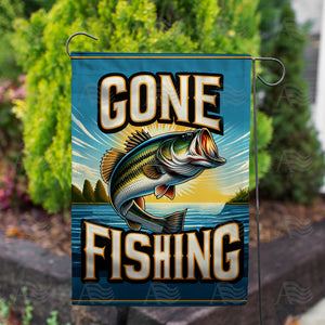 Sunset Bass Fishing Double Sided Garden Flag