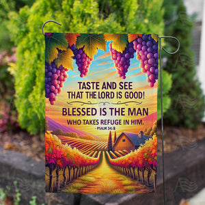 Autumn Vineyard Inspirational Verse Double Sided Garden Flag