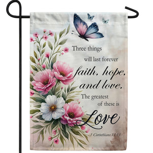 Butterflies and Blooms Love Verse Double Sided Garden Flag