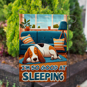 Napping Beagle Double Sided Garden Flag