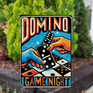 Retro Domino Game Night Double Sided Garden Flag