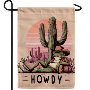 Desert Cowboy Frog Double Sided Garden Flag