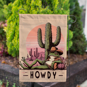 Desert Cowboy Frog Double Sided Garden Flag